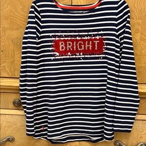 Joules Navy and White striped T-shirt style top